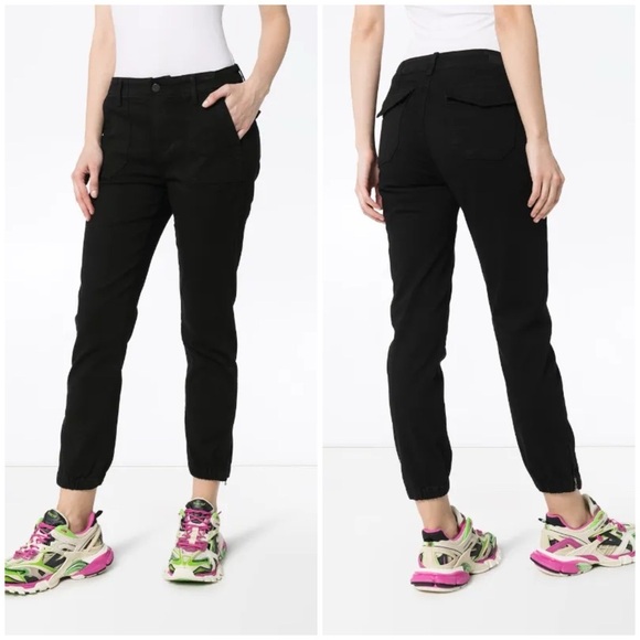 PAIGE Women's Mayslie Jogger Black Zip Ankle Pants Y2K Trendy Sz 28 - Picture 1 of 11